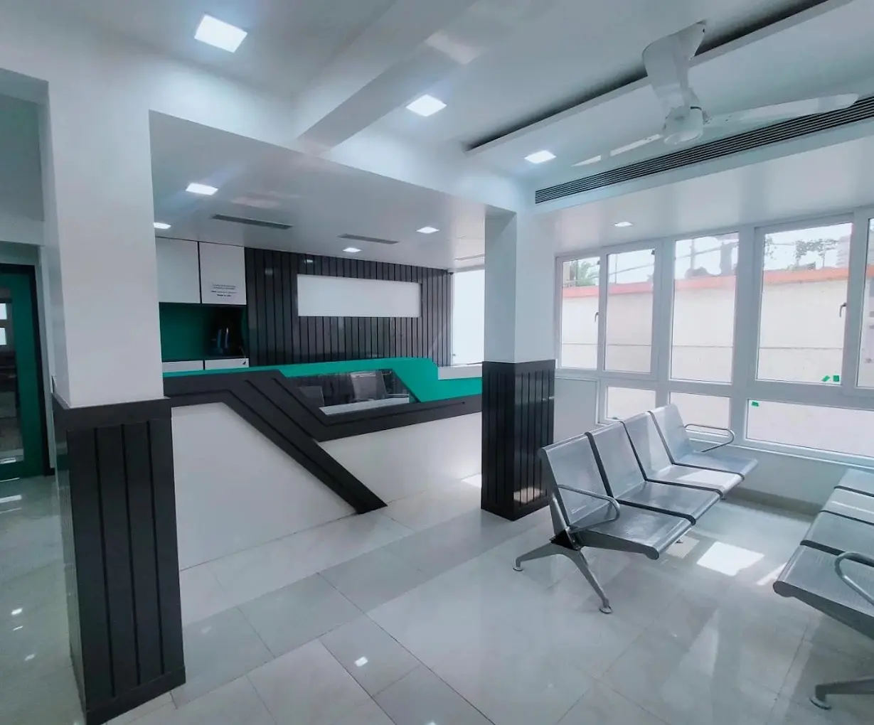 Reception and the waiting seating at Dr. Pansare Diagnostic Centre